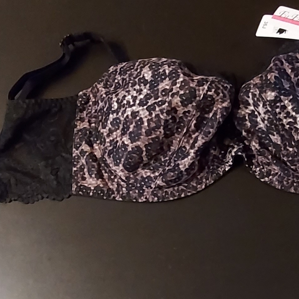 Sexy Black and Brown Leopard Black Lace Bra